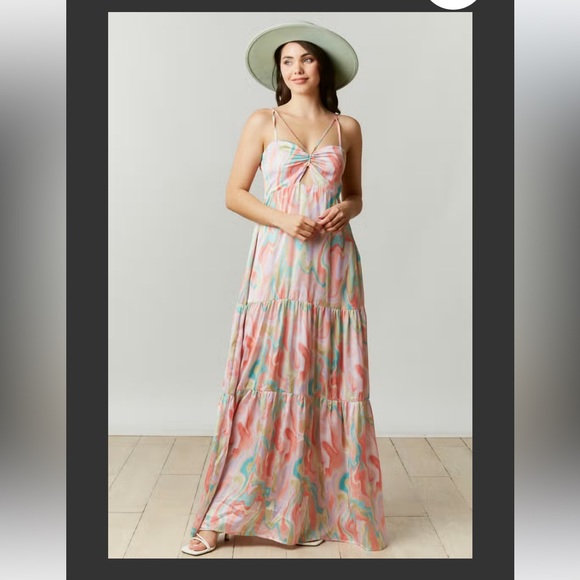 PEACH LOVE CALIFORNIA MARBLE FLORAL MAXI DRESS ❤️NEW COLLECTION IN STORES❤️ - Picture 3 of 5